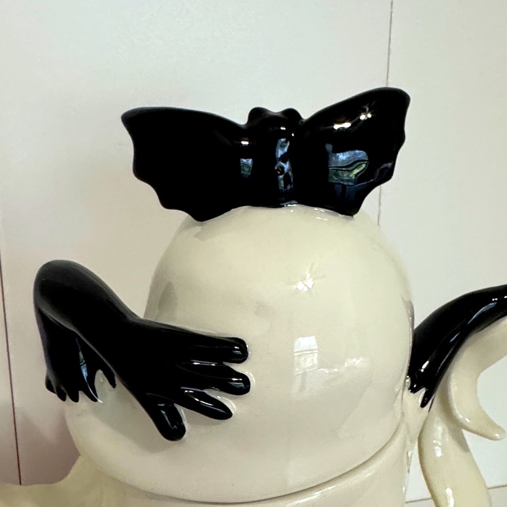 Blue Sky Glamorous Ghost Girl w/ Black Gloves and Bat Hat Large Canister Jar NWT - Picture 7 of 13